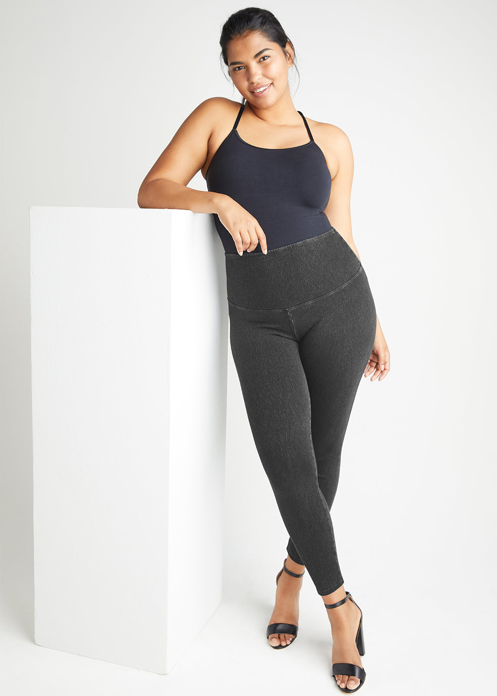 Grey Comfortable Stretch Skinny Denim Butt Lifting Shaping Legging