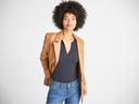 katrina henley long sleeve thong bodysuit - cotton rib seamless