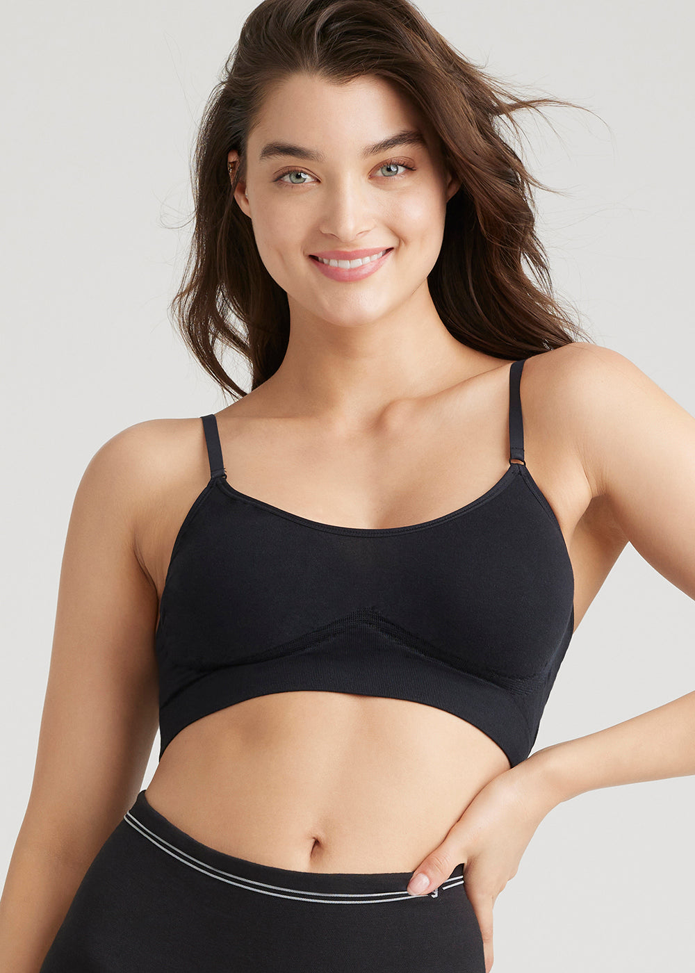 Convertible Scoop Neck Unlined Bralette - Outlast® Seamless from Yummie in Black  - 1