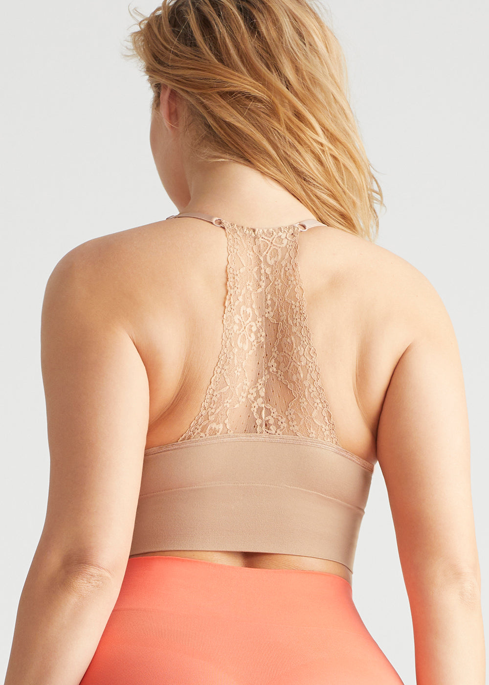 Ultralight Lace Back Unlined Bralette - Seamless from Yummie in Almond  - 1