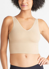 Claudia Longline Bra Top w/ Removable Pads from Yummie in Almond - 1