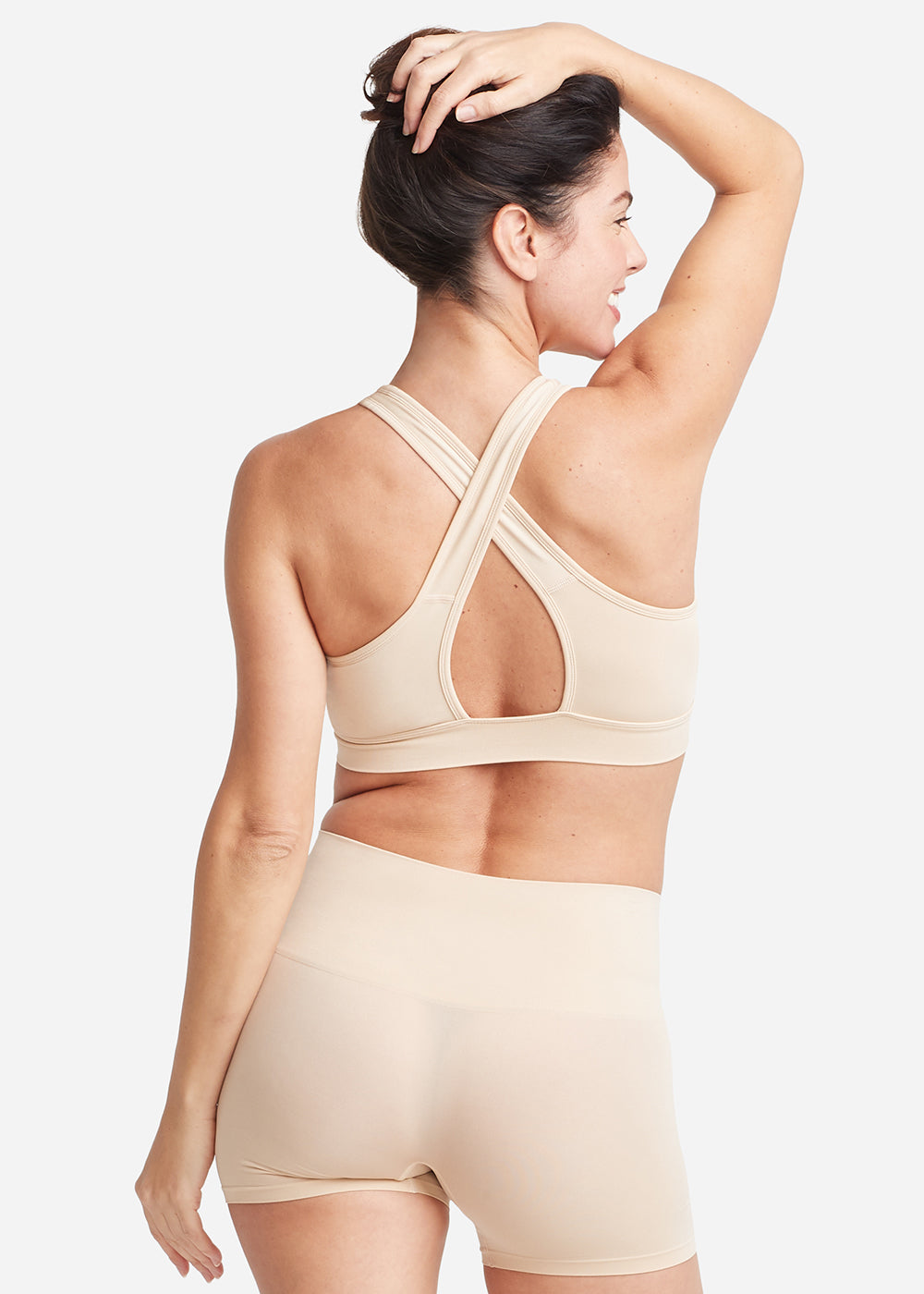 Longline Cross Back Bralette - Seamless from Yummie in Frappe  - 1