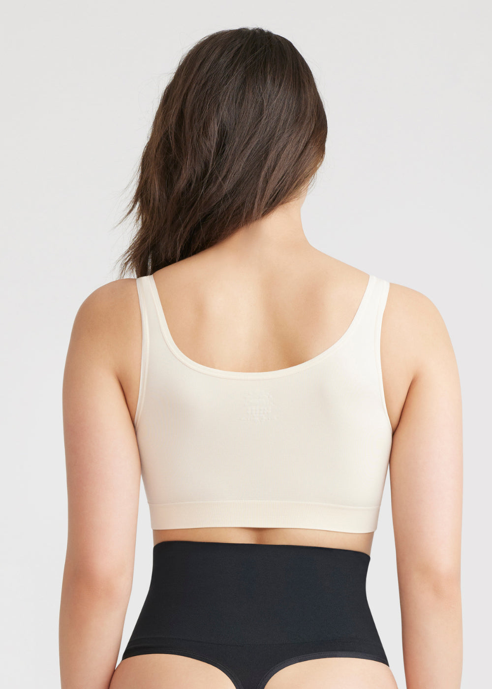 Yummie Jules Heather Grey Cotton Rib Seamless Longline Crop