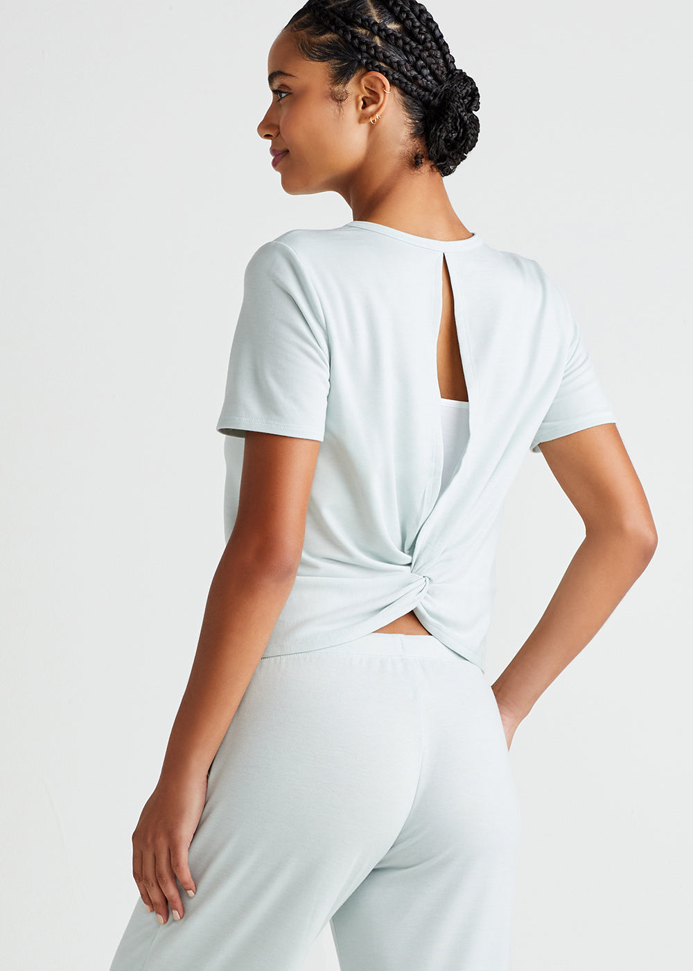Peek-a-boo Twist Back Lounge Top - Baby French Terry