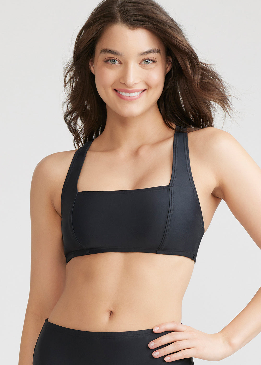 Gaia Square Neck Bikini Top Swimsuit from Yummie in Black  - 1