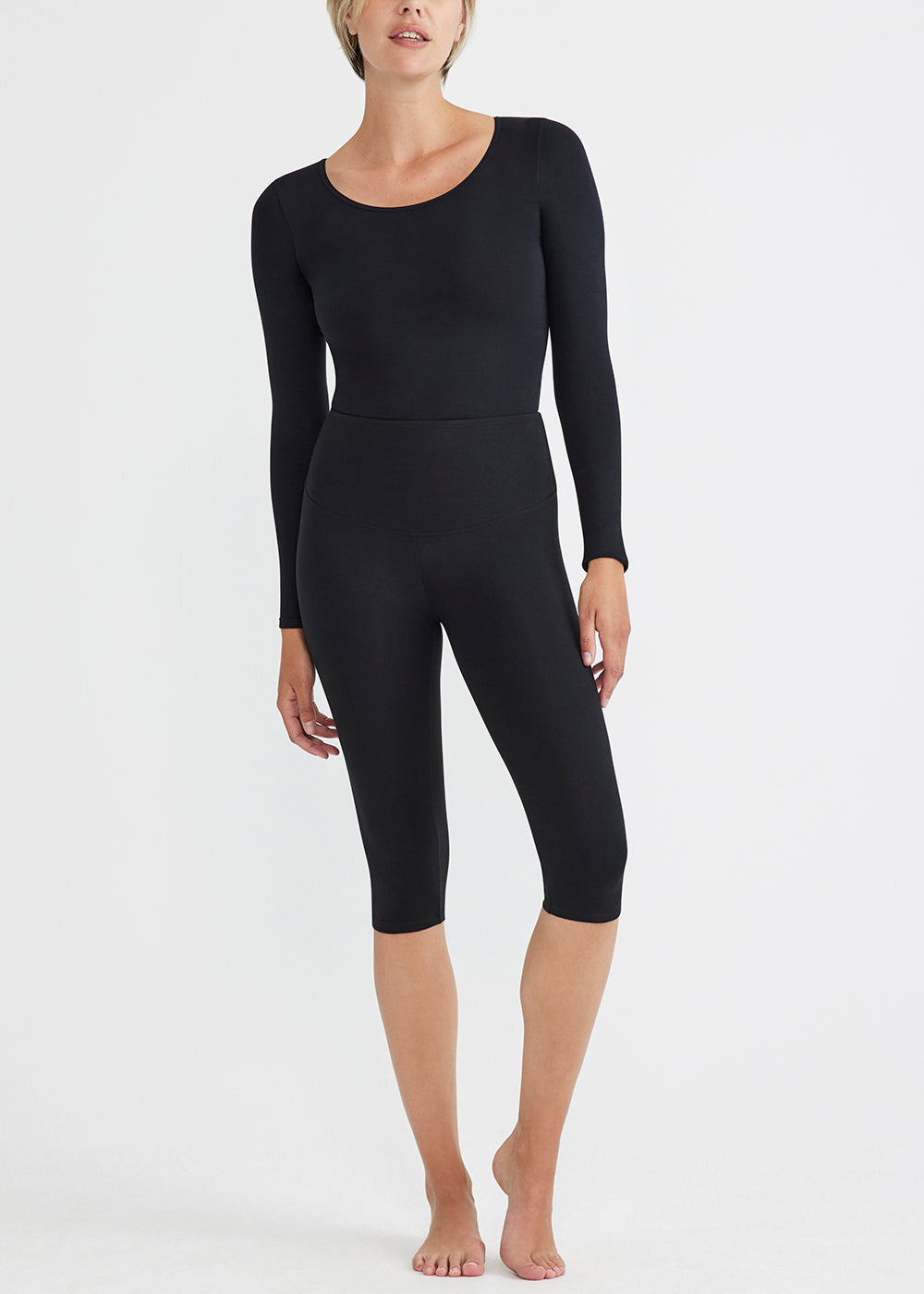 Black Crop Capri Cotton Breathable Comfortable Butt Lifting