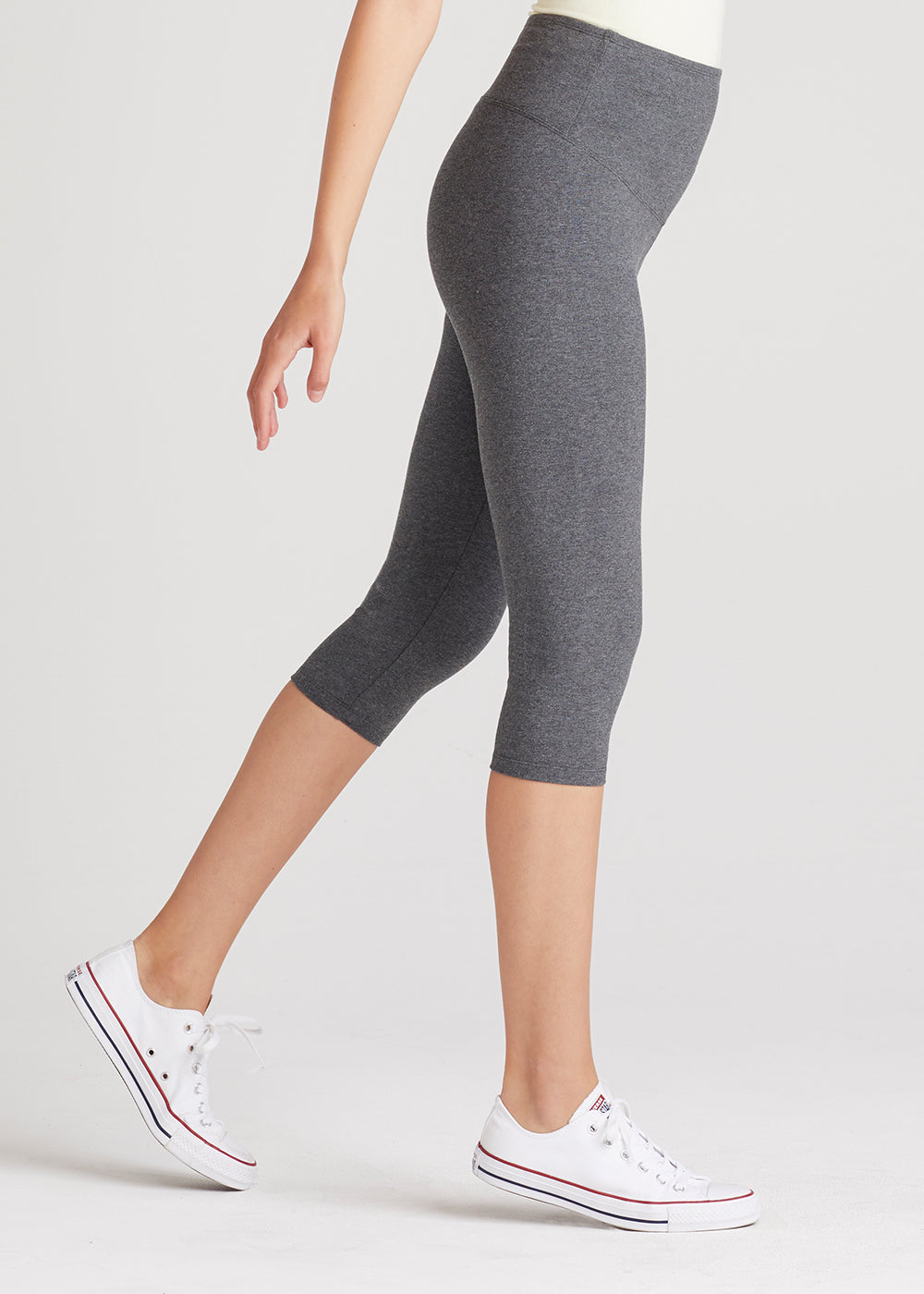 Talia Cropped Capri Shaping Legging - Cotton Stretch from Yummie in Heather Charcoal  - 1