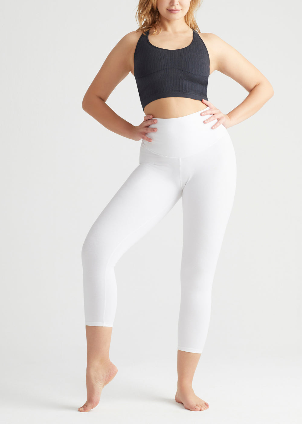 Comfort Stretch Pantalon Femme - Legging longueur 7/8 blanc