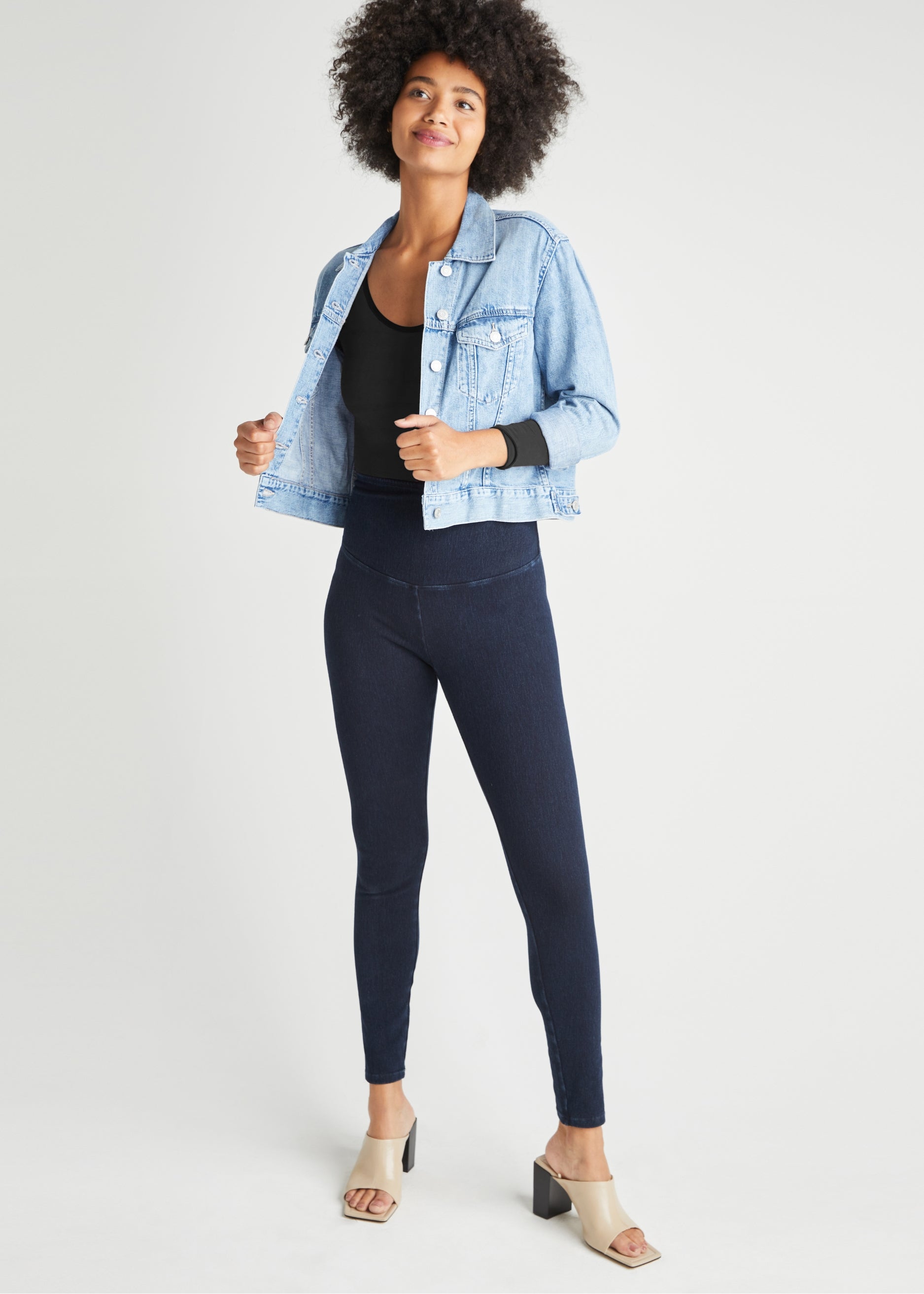 Plus Size Dk Indigo High Rise Denim Jeggings, You + All