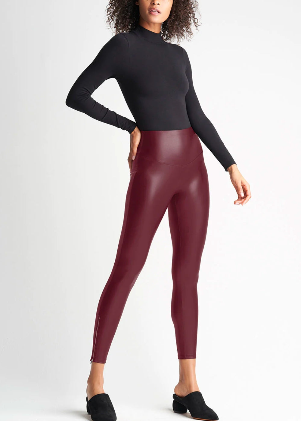 Faux Leather Shaping Legging with Side Zip from Yummie in Zinfandel  - 1
