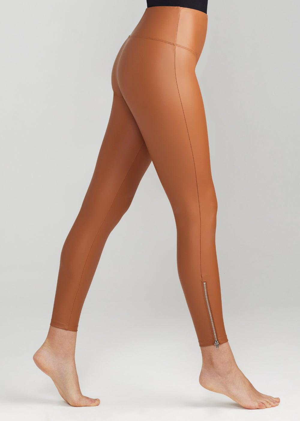 Faux Leather Shaping Legging with Side Zip from Yummie in Rawhide Tan  - 1