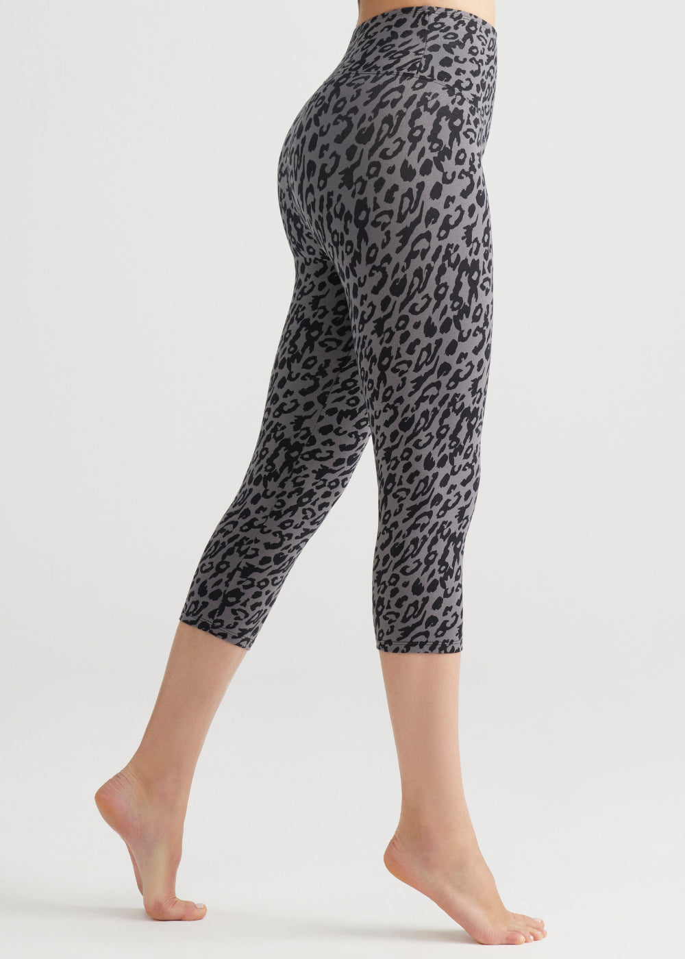 Talia Cropped Capri Shaping Legging - Cotton Stretch from Yummie in Leopard Print Castlerock  - 1