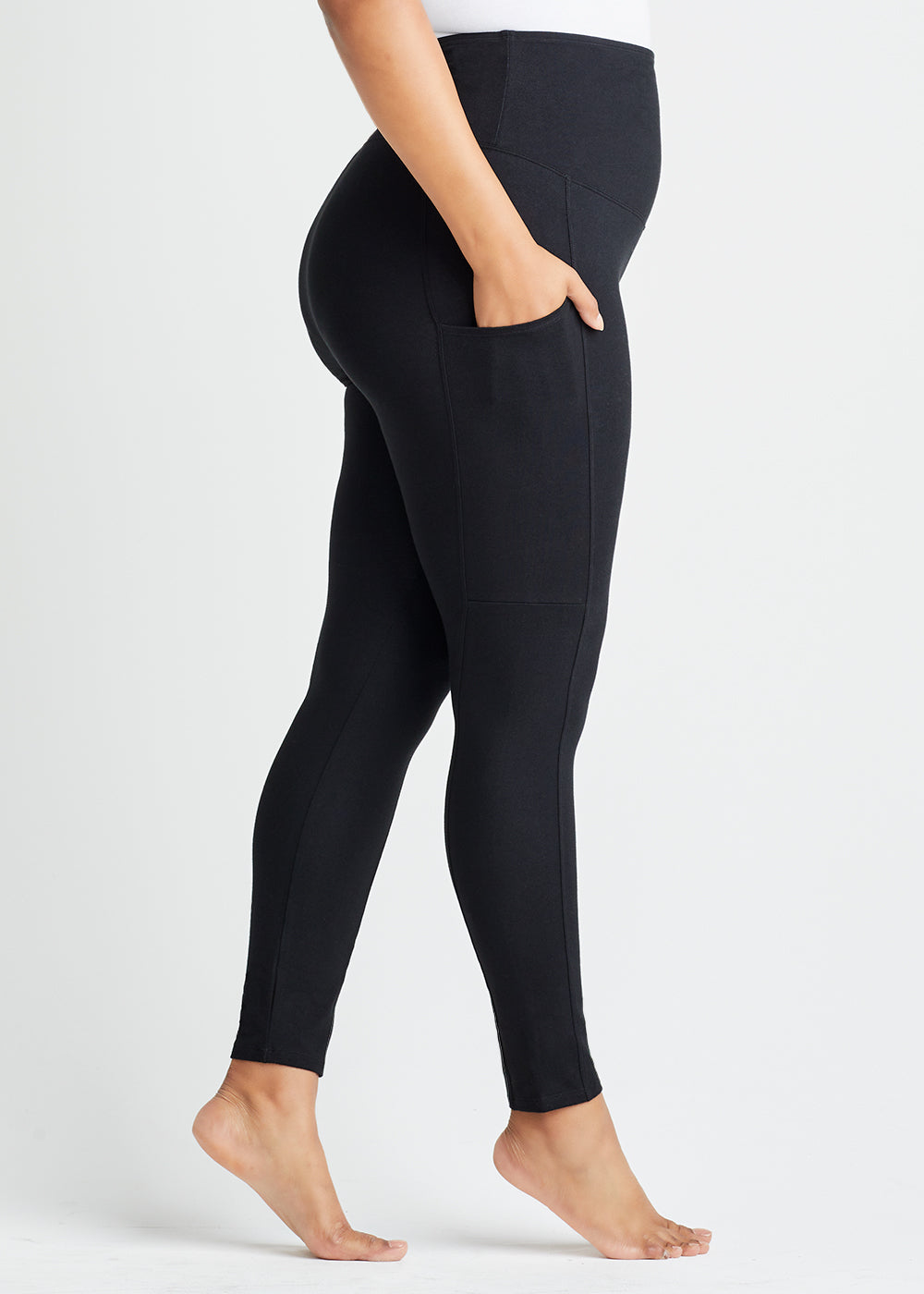 Rachel Shaping Legging with Side Pockets - Cotton Stretch from Yummie in Black  - 1