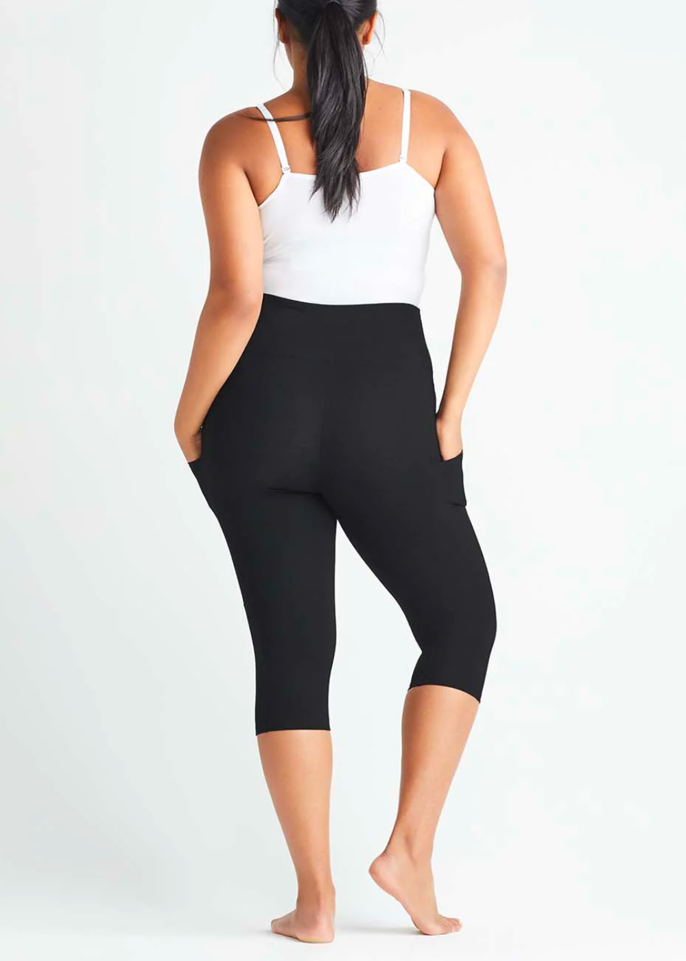 Black Cotton Stretch Butt Lifting Leggings Crop Legging w/ Pockets Black Cotton Stretch Butt Lifting Leggings Crop Legging w/ Pockets