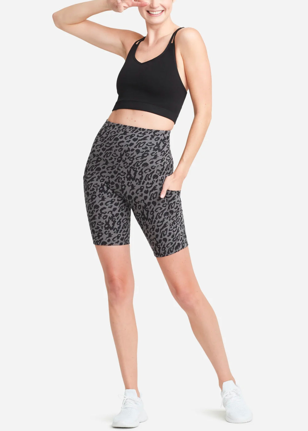 Mel Shaping Biker Short w Pockets 360Sculpt™ Cotton Leopard Print Castlerock