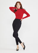 Salsa Red Long Sleeve Bodysuit - Styled with Black Leggings| Yummie