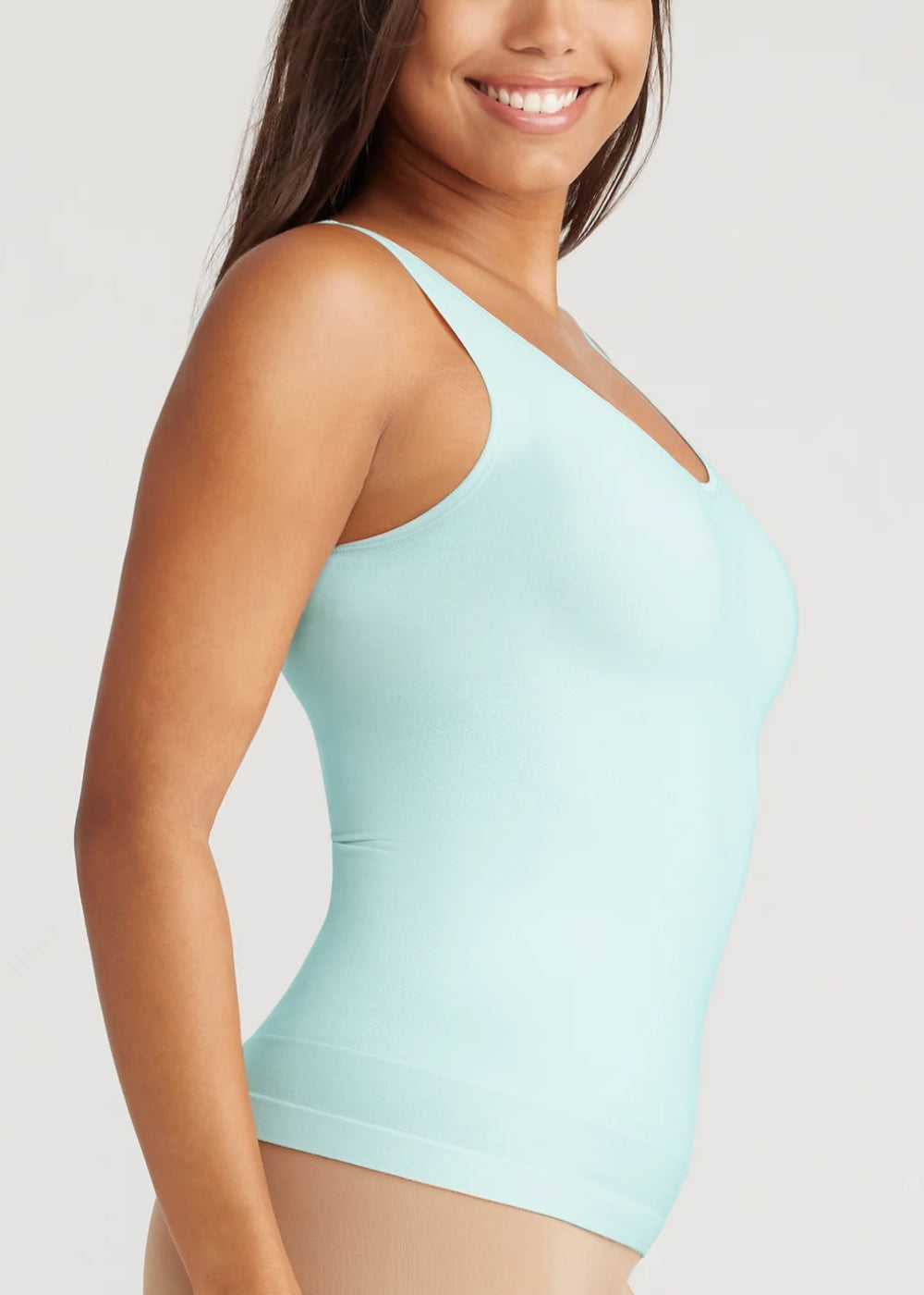 Yummie Boyfriend 3-Panel Shaping Tank – Canottiera Modellante Con Reggiseno Integrato, Bianco, Taglia M