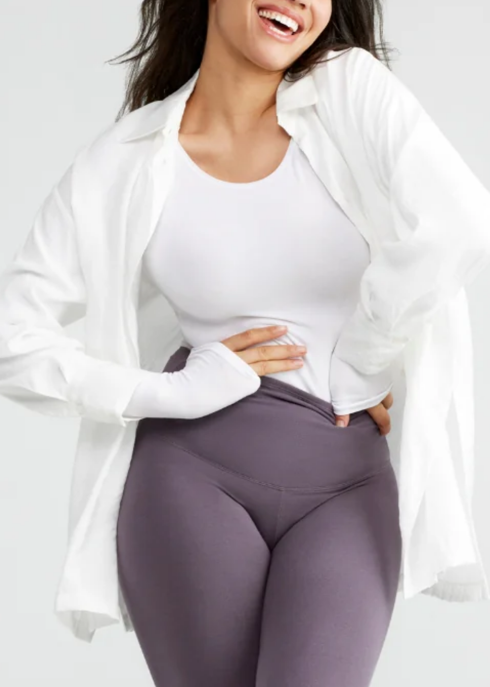 Yummie Women's Seamless Long Sleeve Bodysuit With Thong Back – Light Compression Shapewear For Everyday - View #9