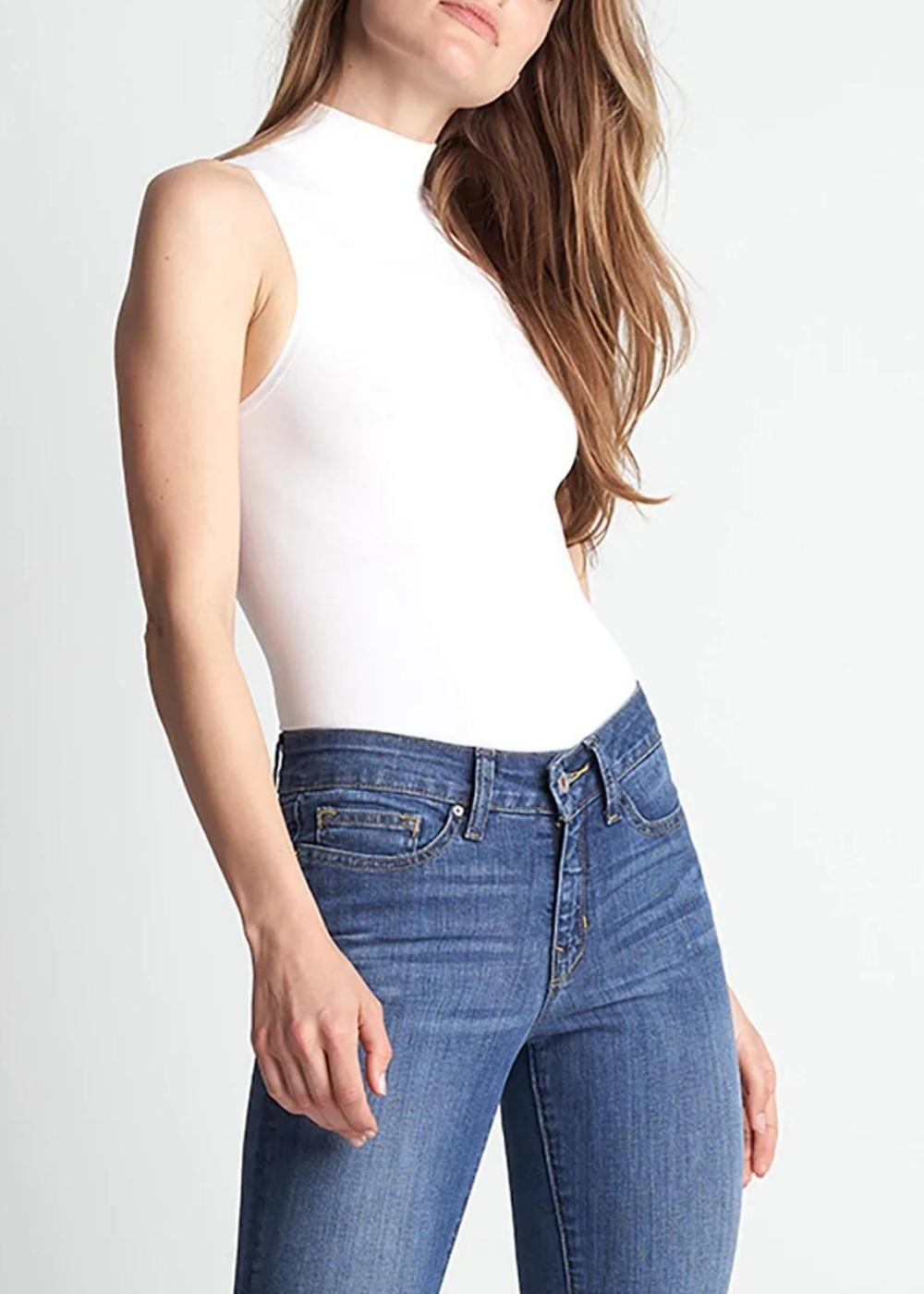Kinsley Mock Neck Shaping Thong Bodysuit - Outlast® Seamless from Yummie in White  - 1