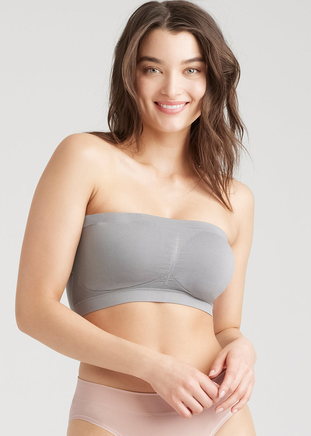 Bandeau Bra w Removable Pads Sharkskin