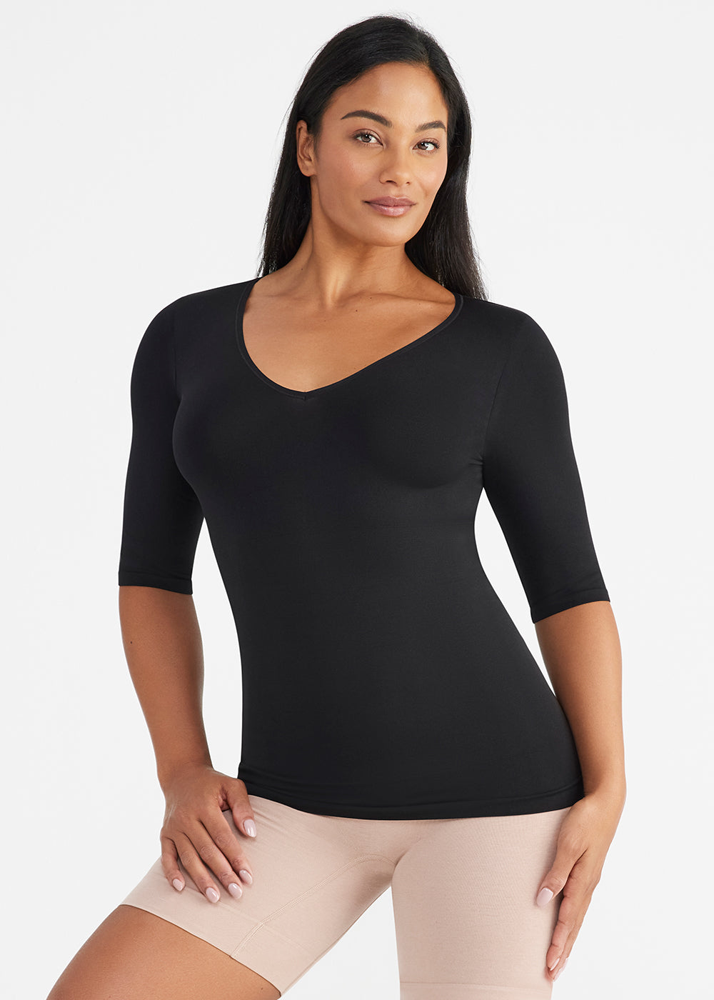 Willow V Neck 3 4 Sleeve Shaping Top