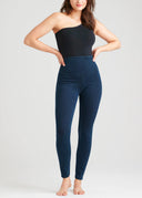 True Indigo Denim Shaping Leggings - Front View with Black Tank Top | Yummie