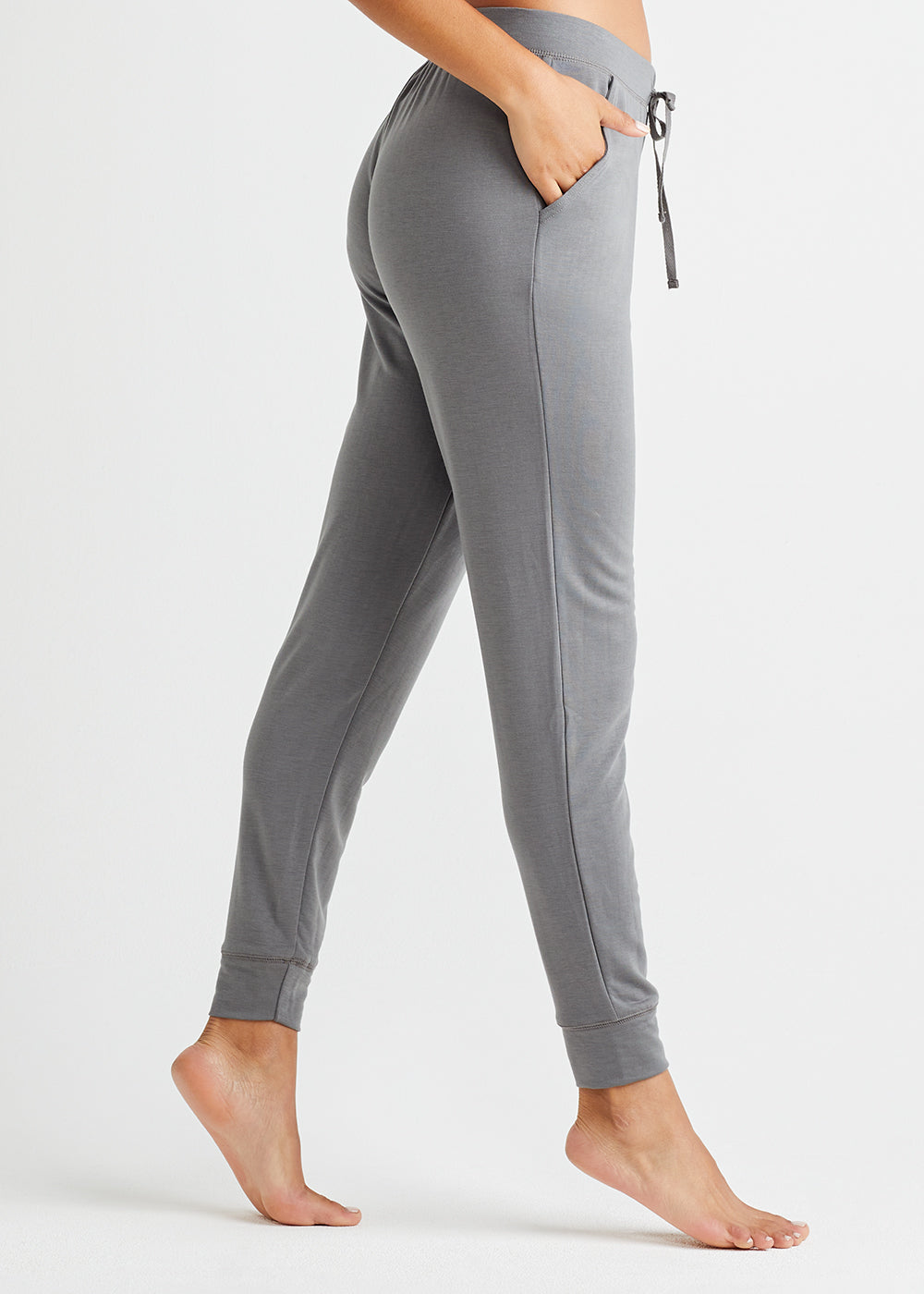 Slim Leg Lounge Jogger - Baby French Terry - FB from Yummie in Gargoyle with Pockets  - 1