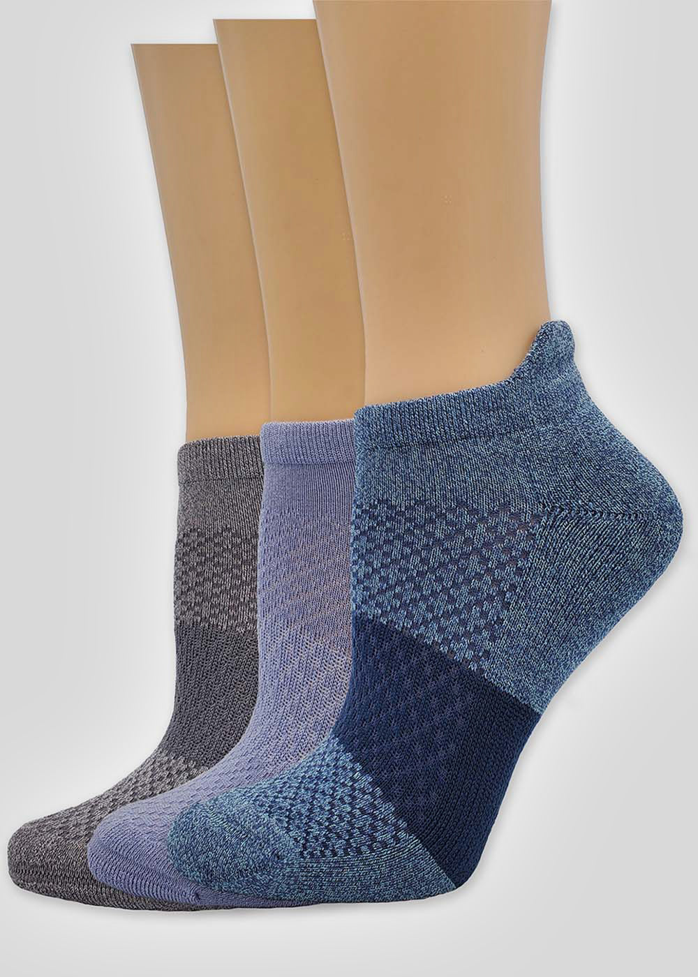 3-Pack Color Block Low Cut Socks with Tab from Yummie in Blue Multi - 1