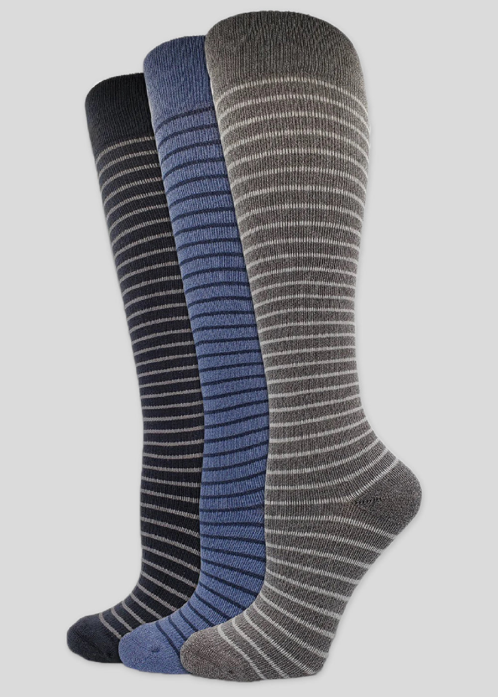 3-Pack Mild Compression Knee High Socks with Stripe from Yummie in Multi - 1