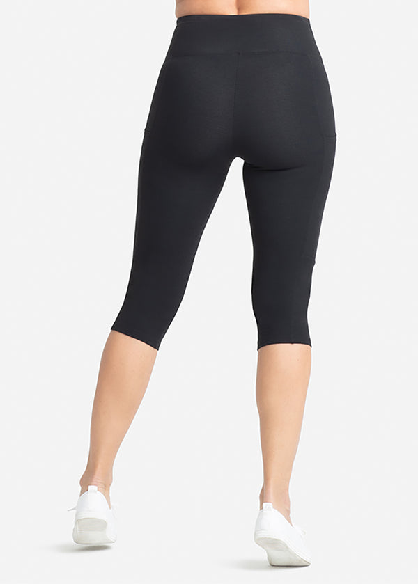 Talia Crop Shaping Legging w/ Pockets - 360Sculpt™ Cotton from Yummie in Black - 18