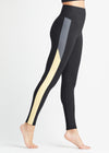 Rachel Shaping Legging w/ Racing Stripe - 360Sculpt™ Cotton from Yummie in Black/Smoke/Lemon Drop - 2