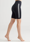 Cora Shaping Biker Short from Yummie in Black with White Stripe - 2